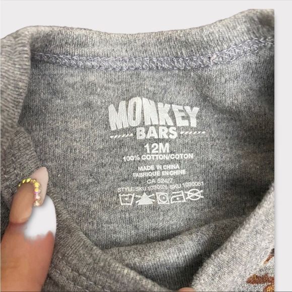 MONKEY BARS | 3/$15 Gray Diaper Tshirt - Picture 3 of 3